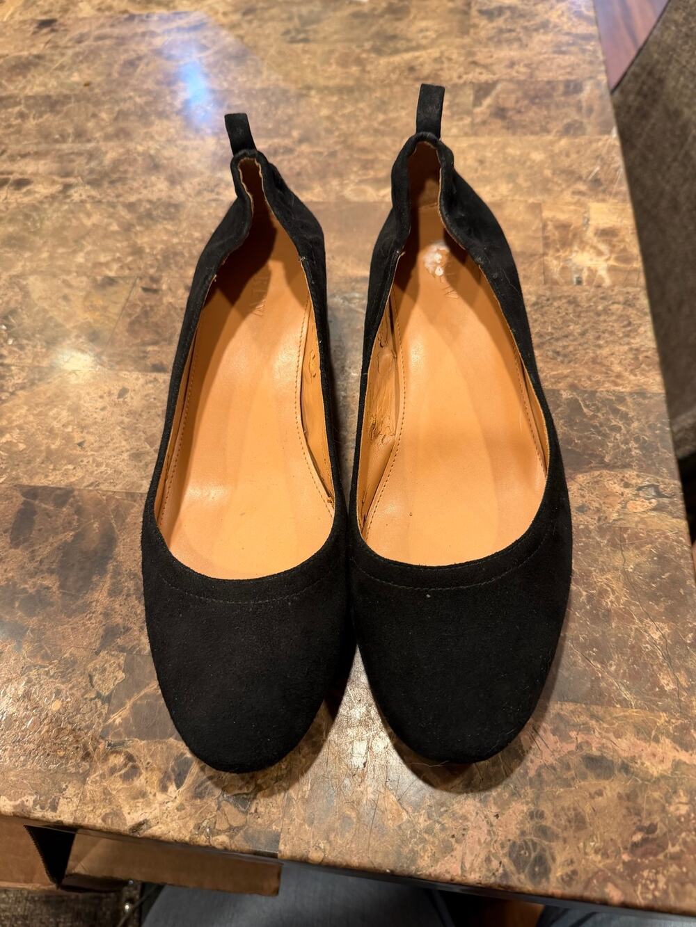 J.Crew Anya Black Suede Block Heel Pumps Round Toe H7806 Womens 9